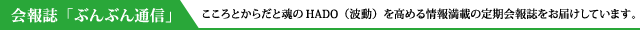 会報誌「ぶんぶん通信」こころとからだと魂のHADO（波動）を高める情報満載の定期会報誌をお届けしています。
